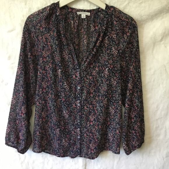J. Crew Tops - J. Crew Mercantile Floral V-Neck Button-Up Blouse